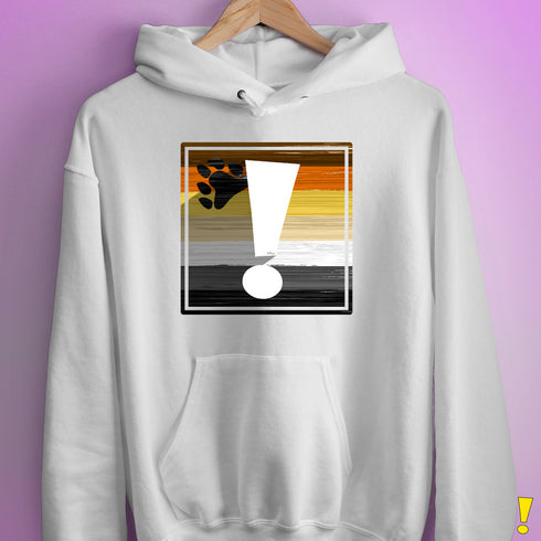 Bear Pride Flag Exclamation Point Hoodie - White